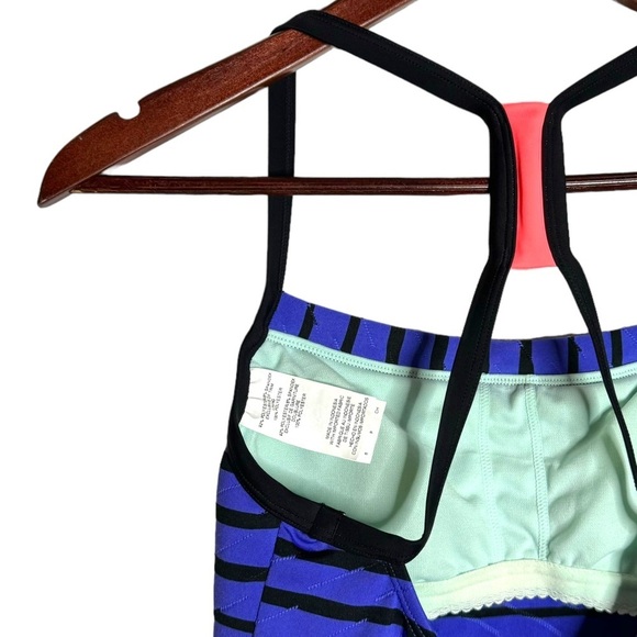 Nike Purple Black Stripes Racerback Tank Top Built in Shelf Bra Padded 6 - Picture 10 of 16